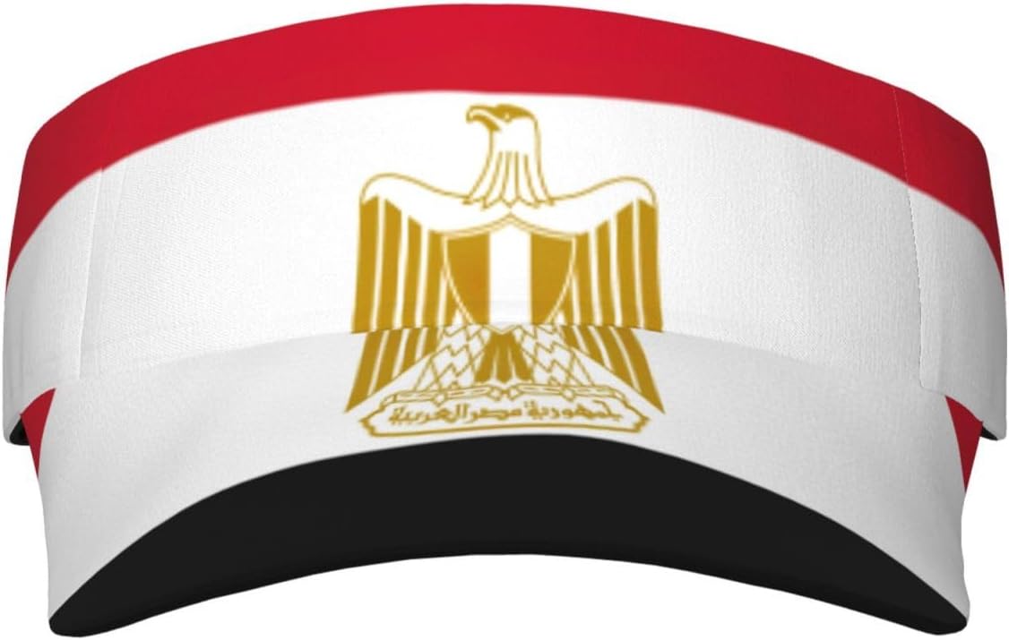 Egyptian Flag Print Sports Sun Visor Men Women Lightweight Cooling Stretchy Visor Hat for Running, Tennis, Golf Black