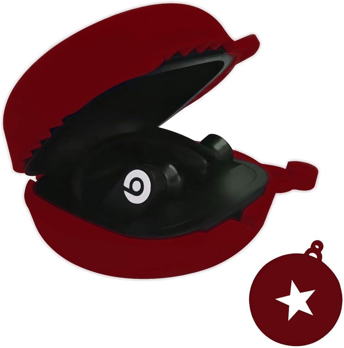 Portable Silicone Case for Beats Powerbeats Pro 2019，Round Anti-Lost & Shockproof Easy Carrying Protective Case with Keychain (red)