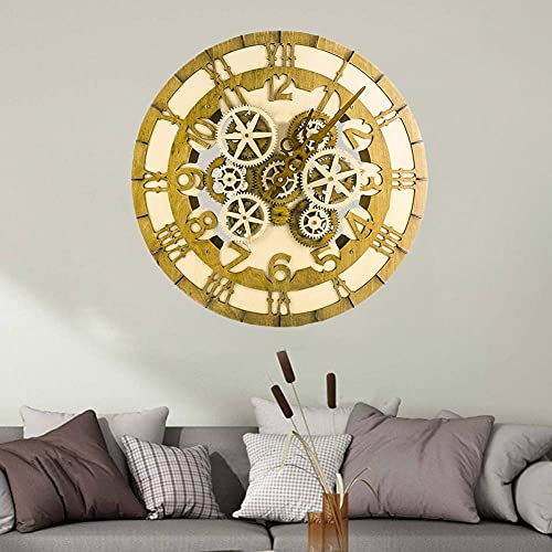 JRZTC Gear Wall Clock, Retro Country Roman Numerals Wall Clock Round Silent Quartz Wall Clock Non Ticking Vintage Chronograph Hand Art Decor For Home And Office steampunk buy now online