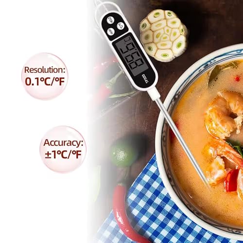Digital kitchen Thermometer Cooking food - Accurate Thermometer with Long Probe – Meat Thermometers with Quick Read and Large LCD Screen - ℉/℃ Button for Hot Beverage Meat Grill BBQ Water - Image 3