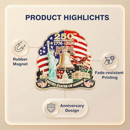 Imanes decorativos para nevera USA 250 Aniversario, pack 2 miniatura 6