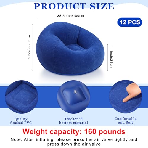 Image of Realspring 12 Pcs Inflatable Bean Bag Chair, Air Pump,Dark Blue