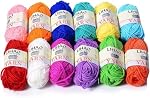 LIHAO 12 Skeins Crochet Yarn 100% Acrylic Yarn Skeins Set Multicolored Knitting Yarn - Crochet Starter Kit for Beginners