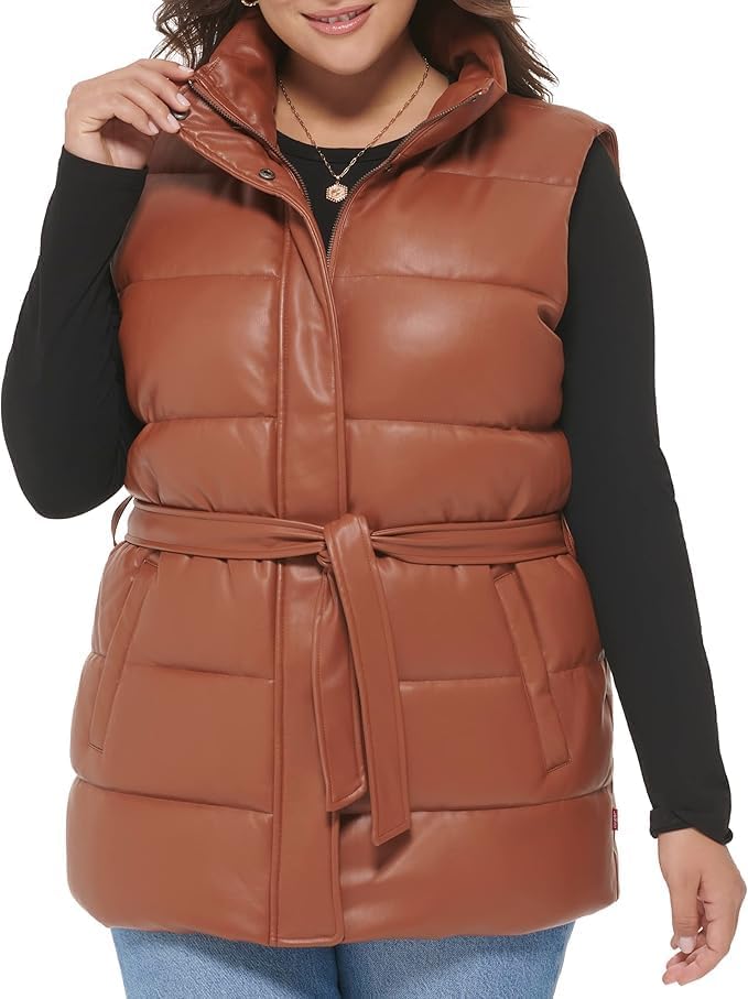 Levi's womens Vegan Leather Puffer Vest - Image 5