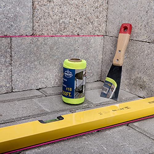 Hongda Nylon Twine, 250 Feet #18 Braided Nylon Mason Line String Perfect For Masonry Jobs And For The Layout Of General Construction, Gardening, Diy Project, Fluorescent Yellow #TOP4