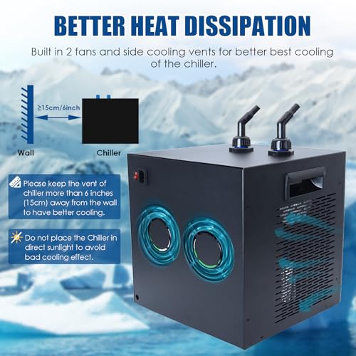 Image of Aquarium Chiller 79gal 1 /3 HP Water Chiller 300L Fish Tank Hydroponics Cooling System with Quiet Design Refrigeration Compressor for Water Weeds Axolotl Jellyfish Coral Shrimp
