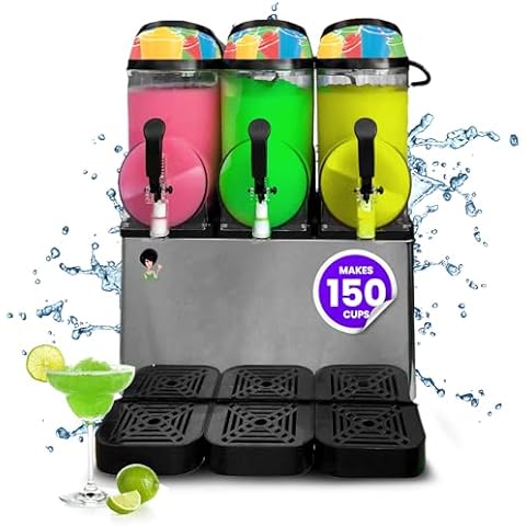 Margarita Girl Triple-Bowl Full Size Frozen Slushy Drink Machine - Versatile High-Capacity Model Features Three 3.2-Gallon Bowls - Makes 150 Cups of Resort-Style Margaritas, Daiquiris, Piña Coladas Cover