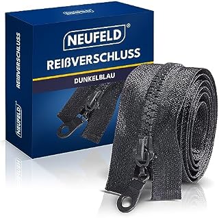 NEUFELD® Zamek błyskawiczny w kolorze ciemnoniebieskim 75 cm [w zestawie gratis szpilki i taśma miernicza]  zamek błyskawiczny do kurtek, toreb, pościeli  zamek błyskawiczny