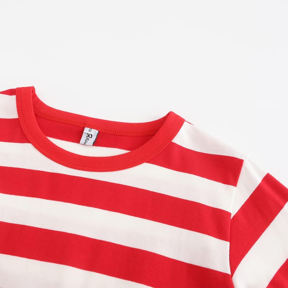 GRANDWISH Boys Girls Striped T-Shirt, Long Sleeve Short Sleeve Crewneck Tee T-Shirt - Image 3