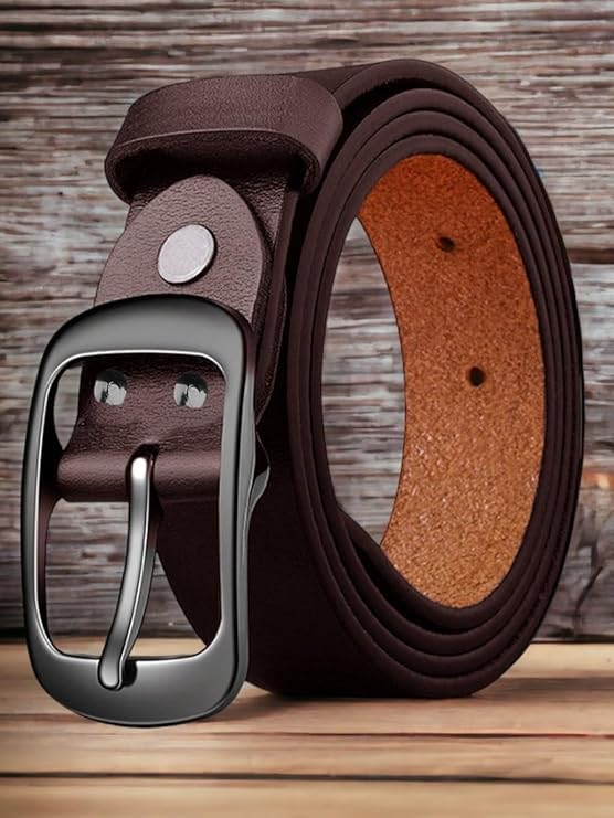 Image of Men's Genuine Leather Belt | Full Grain | Adjustable Fit | Durable Buckle | Formal & Casual Wear | Fit on up to 38 Inches Waist size