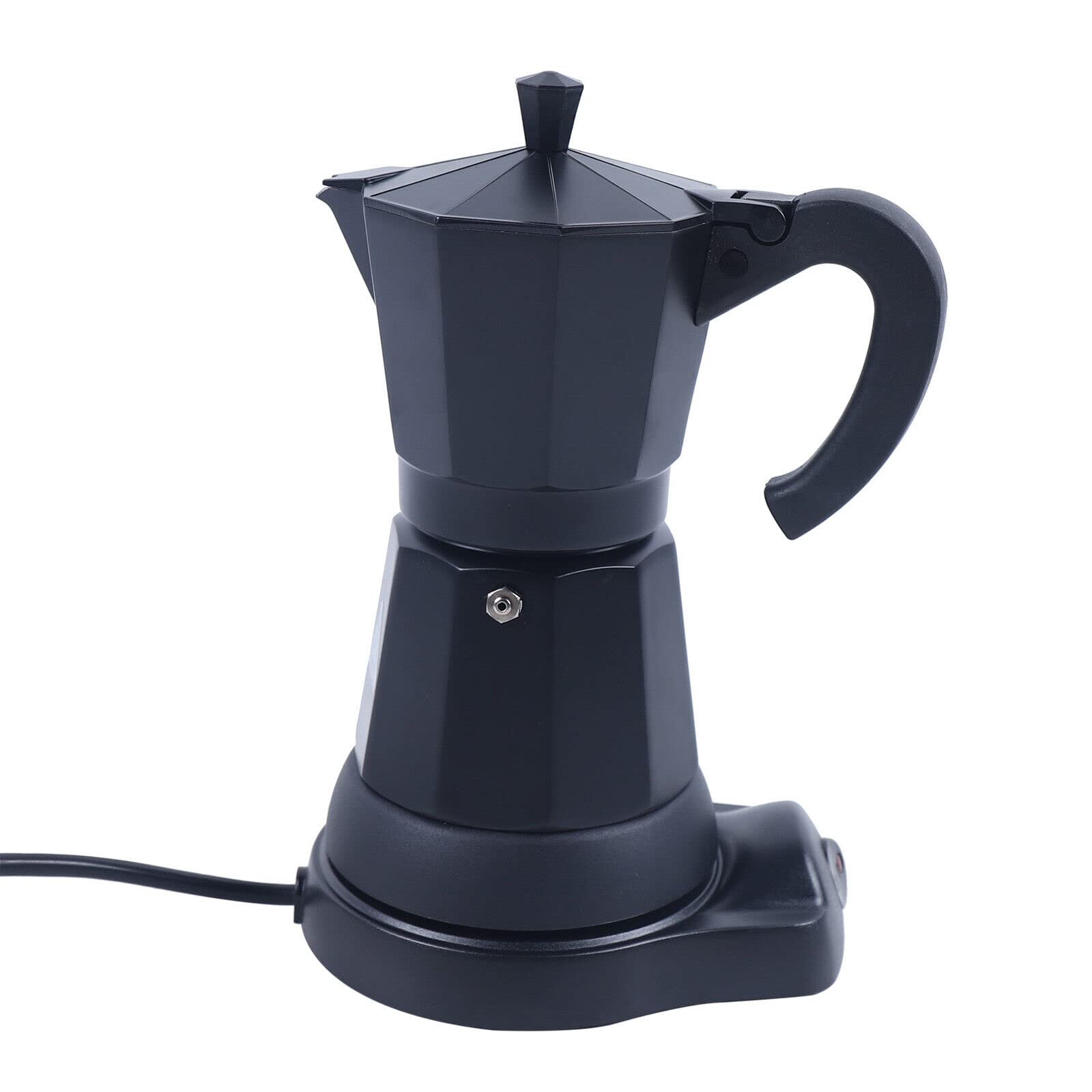 Moka - Cafetera para café (300 ml, 6 tazas, inducción con asa y botones, alfombra de café incluida, cafetera italiana inducción(negro)