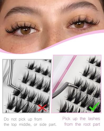 Wimperncluster Manga-Wimperncluster Spiky Cluster Wimpernverlängerung 80 Stück C-Curl Einzelwimpern Volumen Anime-Wimperncluster mit dünnem Band Cosplay-Wimpern DIY zu Hause