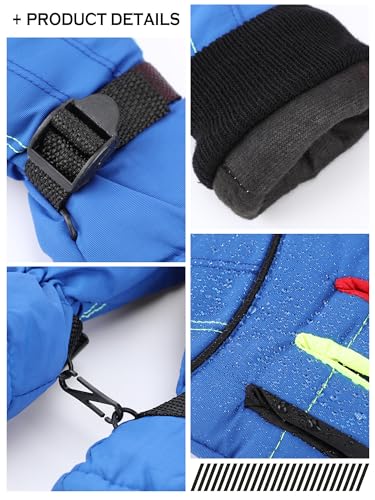 Image of SATINIOR 2 Pairs Kids Waterproof Winter Snow Gloves Ski Gloves for Boy Girl Outdoor Warm Thickening Snowboard