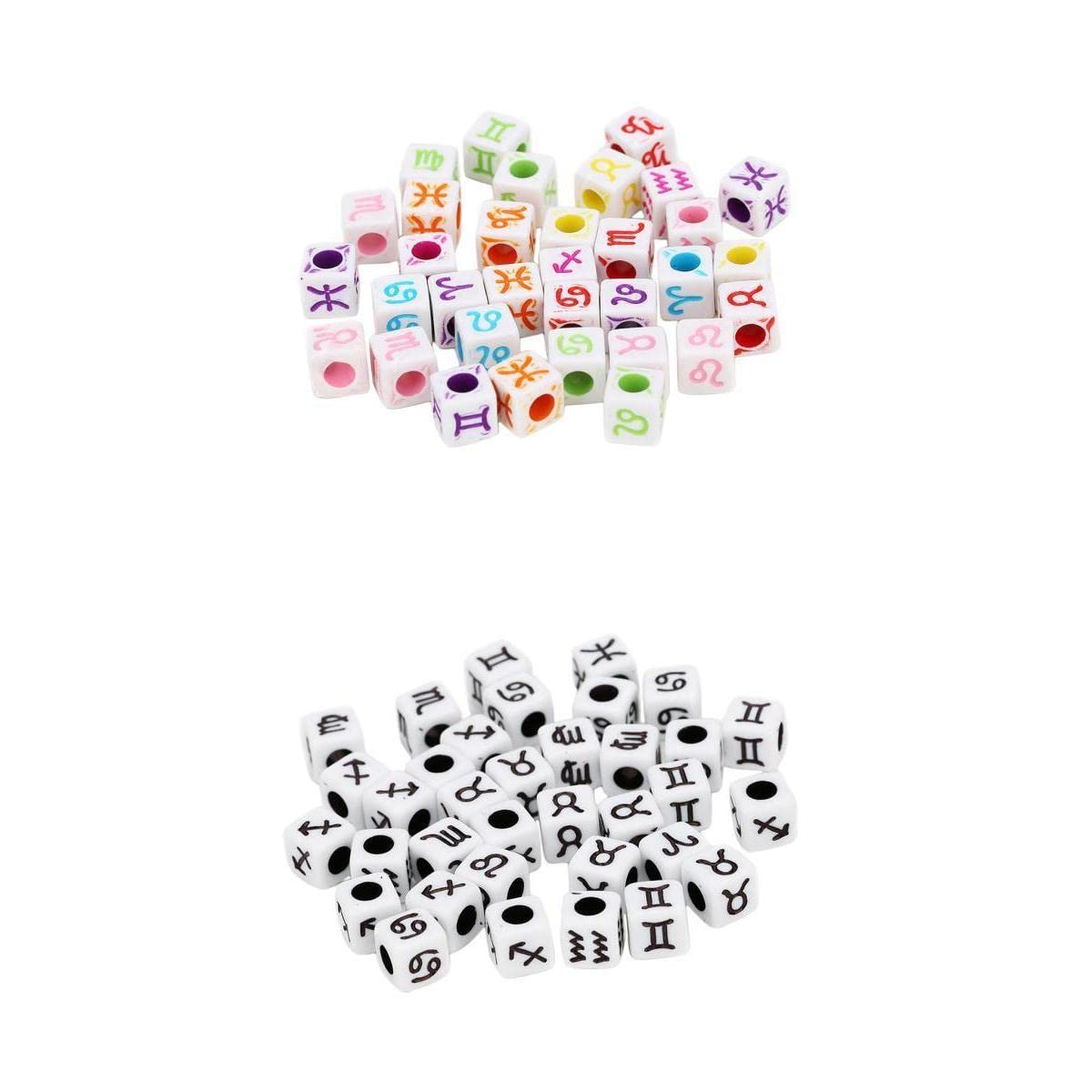 SNAPPSY 200 Pieces Acrylic Zodiac Cube Beads for Jewelry Making Bracelet-image-27