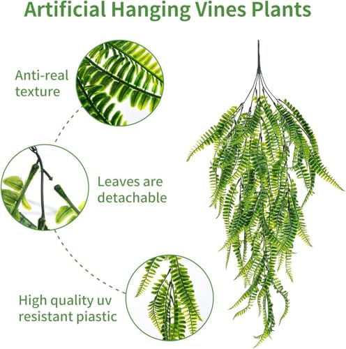 Image of Artificial Vines Fake Greenery Garland Willow Leaves Faux Hanging Plants Trailing Weeping Ivy Drooping Hanging Vines Faux Plants Realistic Home Office Christmas Holiday Decor (3, Design3)