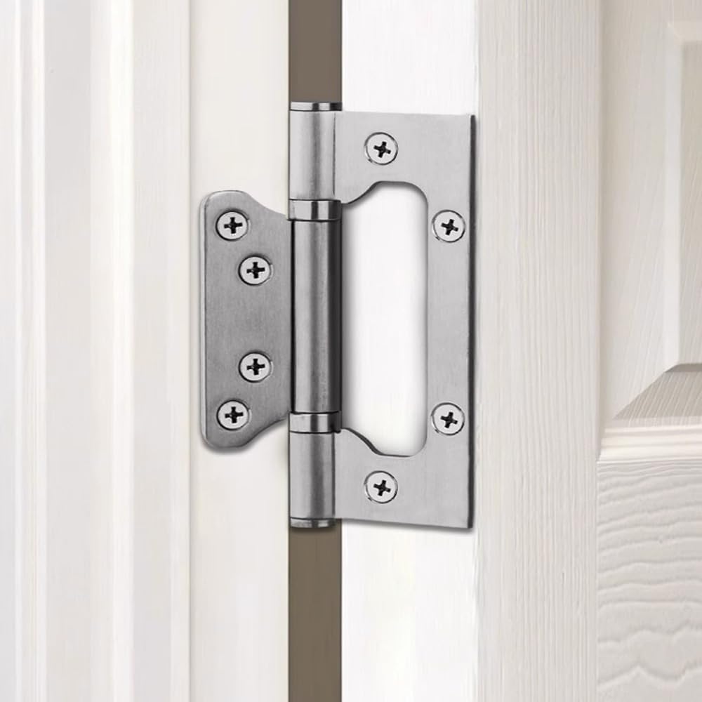 6 Pack NonMortise Door Hinges Easy to Install, 4" × 3" Stainless