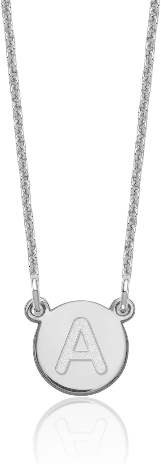 IceCarats 14K Solid White Gold Small Letter A Initial Pendant Necklace 18mm 3/4 inch Polished, Matte For Her