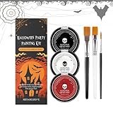 Juego de pintura facial, 3 colores Halloween Face Body Paint Makeup Kit, lavable con pincel para adultos, vampiro, mujeres, hombres, cráneo, esqueleto, zombie, escuela, escena, teatro, 2,8