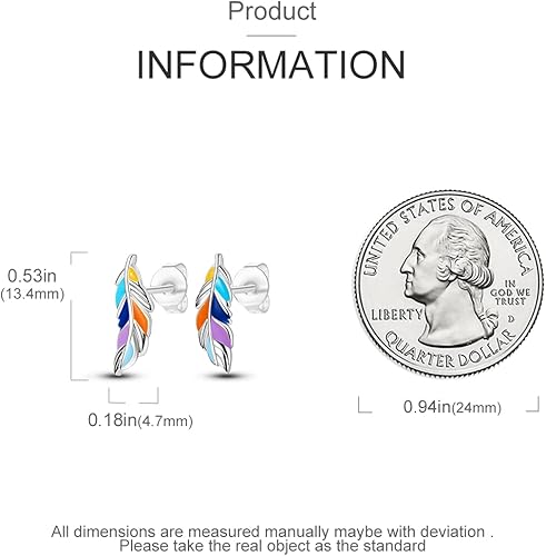 Miniatura 3 de NARMO Aretes de mariposa de plata de ley 925 con borlas de luna y sol, aretes de tuerca con clip para la oreja, aretes de plumas coloridas para mujer