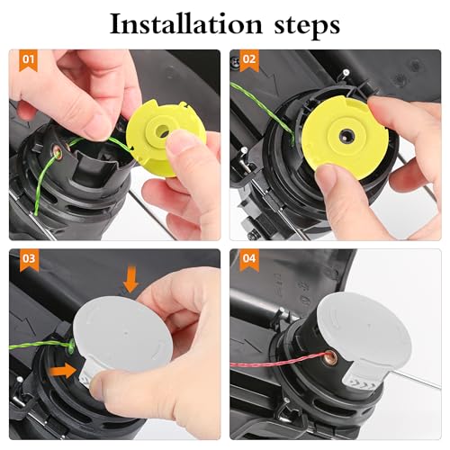Xgunion Weed Wacker String Replacement for Ryobi One Plus+ AC80RL3 0.08\'\' String Trimmer Line Compatible with Ryobi Weed Wacker 18V,24V,40V Trimmers (12 Replacement Spool, 4 Trimmer Cover)