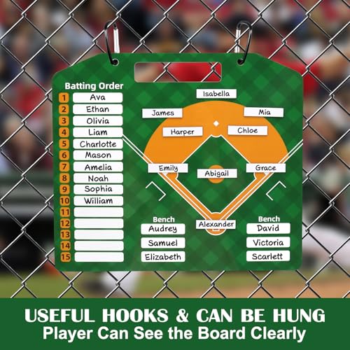 Magnetic Baseball Lineup Board for Dugout,Baseball Board Game,Dry Erase Clipboard Baseball Score Keeping Book Coaching Accessories with 2×Magnetic Pens,1×Board Eraser,30×Softball Lineup Cards