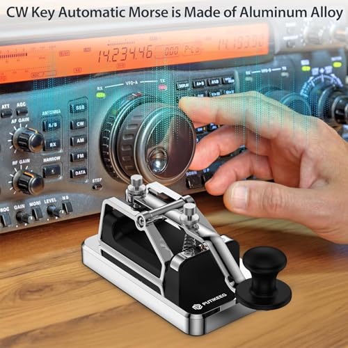 Image of Mini CW Key Automatic Morse Send Telegram Double Paddle Morse Code Key Aluminum Alloy Body (Silver)