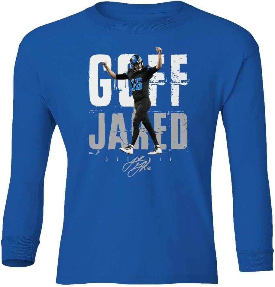 Detroit Quarterback Goff Signed Football Fans Youth Long Sleeve T-Shirt