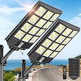 OKPRO 8000W Solar Street Light Outdoor, IP66 Waterproof Solar Lights Outdoor with Motion Sensor & Remote, Dusk to Dawn Commercial Security Lighting for Parking Lot, Yard, Farm, Driveway (2 Pack)