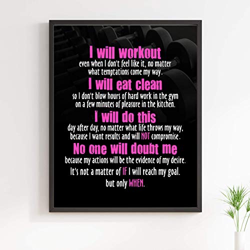 "I Will Workout & Eat Clean" Motivational Quotes Exercise Wall Sign-11 x 14" Inspirational Fitness Art Print-Ready to Frame. Positive Decor for Home-Gym-Weight-Locker Room. Great Gift of Motivation! 3 "I Will Workout & Eat Clean" Motivational Quotes Exercise Wall Sign-11 x 14" Inspirational Fitness Art Print-Ready to Frame. Positive Decor for Home-Gym-Weight-Locker Room. Great Gift of Motivation!