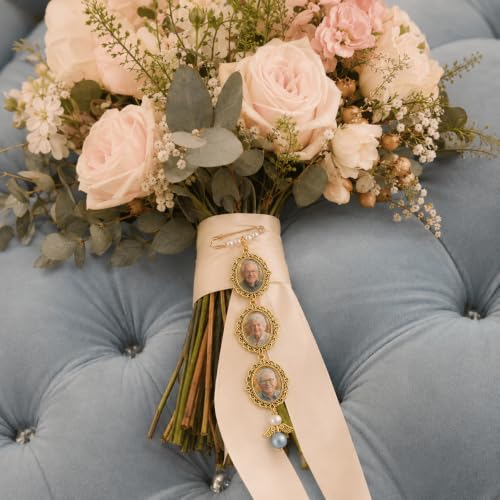 Image of MIXJOY Something Blue Gift for Bride, Wedding Day Bridal Blue Pearl Angel Wings Bouquet Garter Charm for Bride to Be