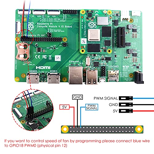 Image of Raspberry Pi Compute Module 4 with CM4 heatsink PWM Fan, CM4 4GB RAM 0GB (Lite) Single Board 64-Bit Quad-Core Processor Bluetooth 5.0 Dual-Band WiFi (CM4104000)