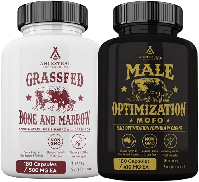 Evorina Ancestral Supplements Mofo & Bone and Marrow Bundle for Men – Supports Strength, Energy, Joint & Hormone Health – Grass Fed Beef Organ Blend with Collagen, Growth Factors & Whole Bone Extract | High Strength Herbal Supplement | Clean Label Ayurvedic Wellness-image-3