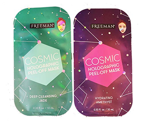 Freeman Cosmic Holographic Peel-Off 0.33 Fl. Oz Pack Of 2! Hydrating Amethyst And Deep Cleansing Jade! Removes Impurities, Hydrates & Brighten Your Skin! Choose Your Skincare! (2 Peel Off)