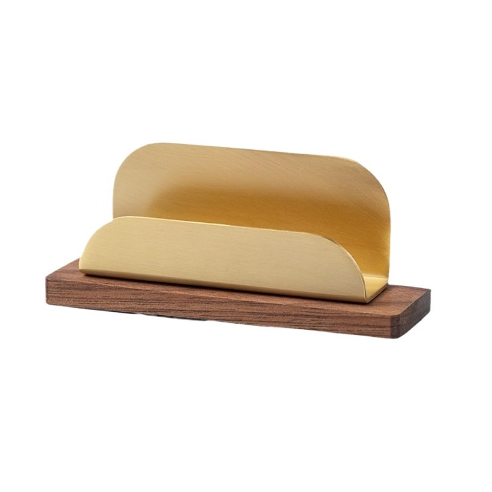 Expositor, Soporte de exhibición de tarjetas de metal y madera de latón | Oro 12,5x5x5cm Oficina: Soporte de exhibición de tarjetas de metal y madera de latón