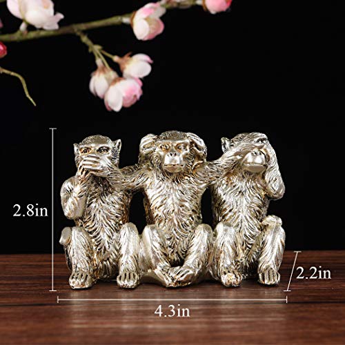 Estatua Mono No Evil Small Resina Plateada 4.3x2.2x2.8 pulgadas miniatura 2