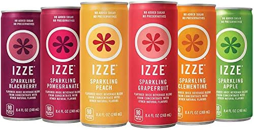 IZZE Sparkling Juice, 6 Flavor Sampler Variety Pack, 8.4oz Cans, 12 Count (2 pack)