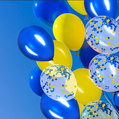 Image of GAKA Blue Yellow Confetti Balloons, Pack of 50,Yellow and Blue Balloons for Party Decorations Supplies 3 Style,12 Inch