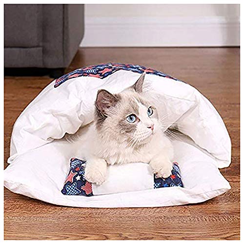 Tapis de chat chaud et moelleux : lit de chat fermé lavable rouge L
