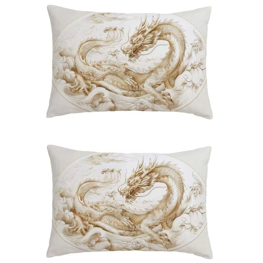 Housse coussin exterieur dragon 80x100 taie oreiller lin impermeable rectangulaire l-m601