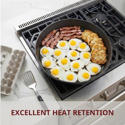 Image of Extra Large Pre-Seasoned 17 Inch Cast Iron Skillet With Lid, Double Handle