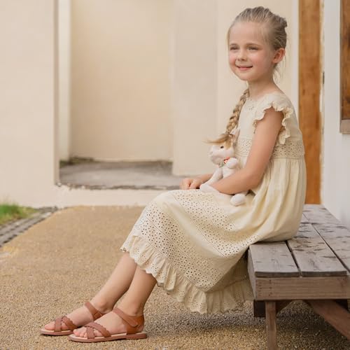 Image of Felix & Flora Toddler Girl Sandals - Little Girl Easter Dress Shoes Lightweight Open Toe Beach Holiday Flats
