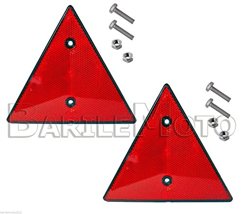 N°2 Triangolo / Catadiottro Triangolare Rosso + Perni Carrello Appendice