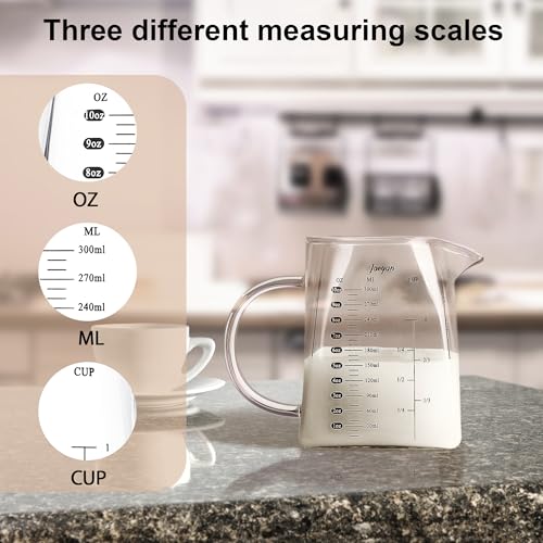 Vaso medidor de vidrio 300 ml con pico y asa miniatura 3