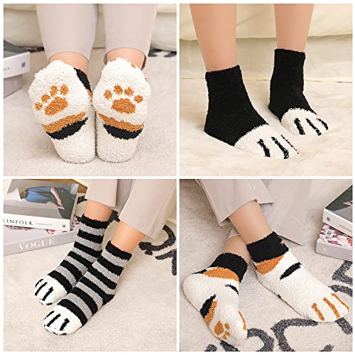 Trifabricy TYMZSHR5P9L Fuzzy Socks For Women - 5 Pair Fuzzy Socks, Cute Funny Cat Fluffy Socks, Women'S Warm Soft Cozy Cat Paw Socks, Funny Novelty Socks, Slipper Socks thumb #6