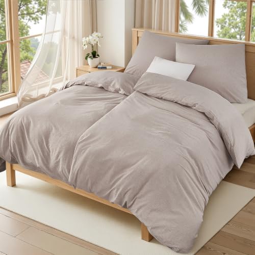 Duvetnova Bettwäsche 135x200 Baumwolle 4teilig Leinen-Optik,Superweiche 100% Vorgewaschene Baumwolle ÖKO-TEX Hochwertige Sommer 2 Bettbezüge 135x200+2 Kissenbezüge 80x80 alle mit R