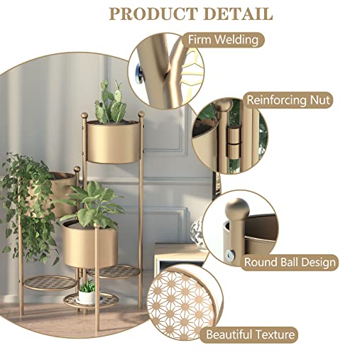 Katrawu Metal Plant Stand 6 Tier Large Foldable Flower Pot Stand Holder, Garden Display Shelves Pot Holder Storage Organizer Rack For Indoor Outdoor Home Patio Balcony Yard(Gold) #TOP4