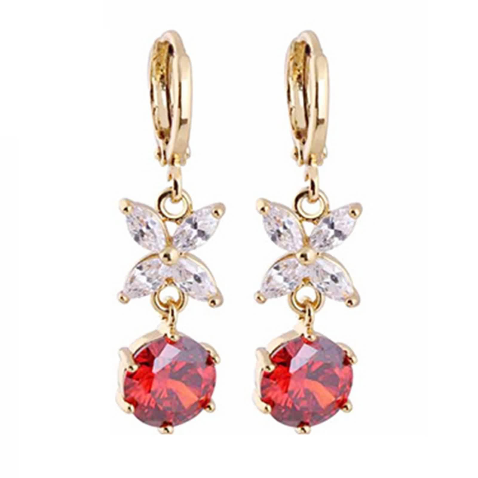 KnSam Pendientes vintage de oro amarillo de 18 quilates, pendientes de aro con flores con amatista lila, pendientes para mujer pequeños Au 750, oro