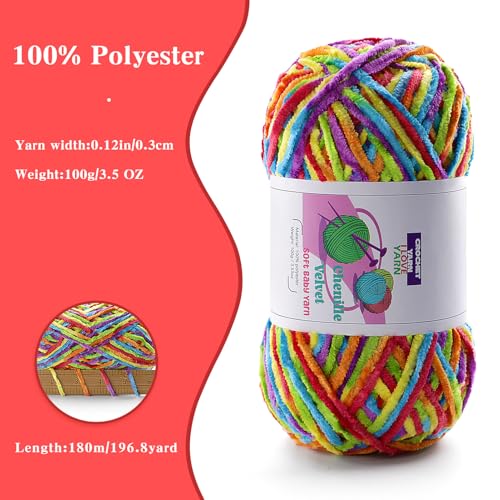 Image of 3 Skeins Soft Fluffy Velvet Yarn, Chenille Chunky Yarn for Hand Knitting and Crocheting DIY Craft, Amigurumi Crochet Yarn(3x196.8yds, 3x3.5oz) (Light Yellow)