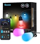 Govee Smart Outdoor String Lights, RGBIC 48ft Patio Lights, Multi-Color LED Bulbs Works with Alex...