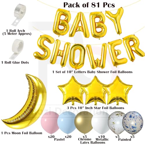 Image of Rozi Decoration 81-Pc Multicolor Rubber Baby Shower Balloon Kit - inchComing Soon inch Party Supplies